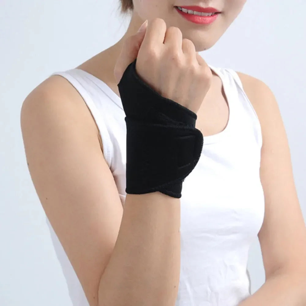 1 Pair Self-Heating Tourmaline Wrist Brace Sports Care Protection Wrist Belt Far Infrared Magnetic Therapy Pads Pain Relief
