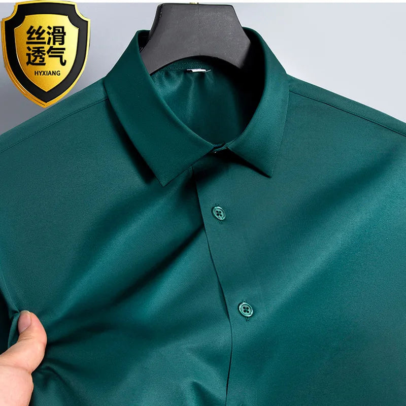 Big Size 5XL Business Shirts For Men Long Sleeve Autumn Wrinkle-free Slim Fit Camisa Social Formal Soft Wedding Office White Top