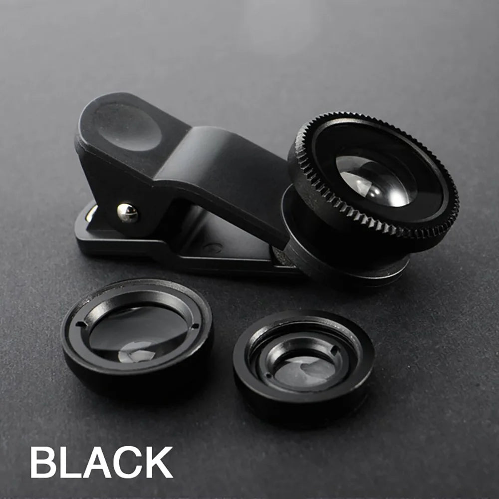 3 in 1 Lens Magnifying Glass 0.67X Wide Angle Fisheye Phone Lens Micro Camera Len Universal Kit With Phone Clip For Smartphones