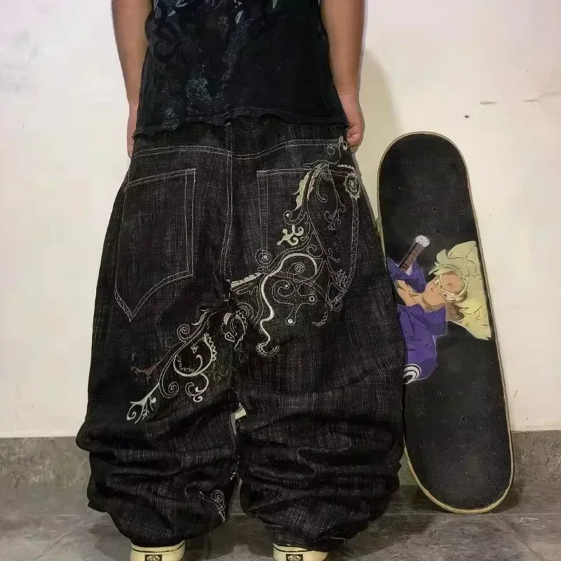 American Fashion Hip Hop Joker Oversized Jeans Women Street Y2K New Clearance Spot Hot Mopping Wide-leg Pants Unisex Loose Jeans