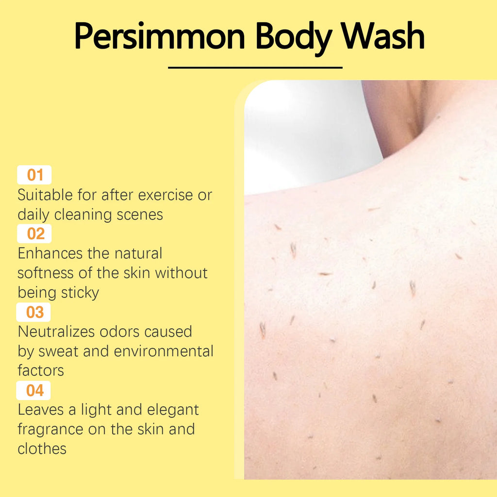 Persimmon Body Shower Gel Gentle Cleaning Pore Moisturizing Remove Sweat Odor Smoothing Non-drying Softening Daily Body Wash Gel