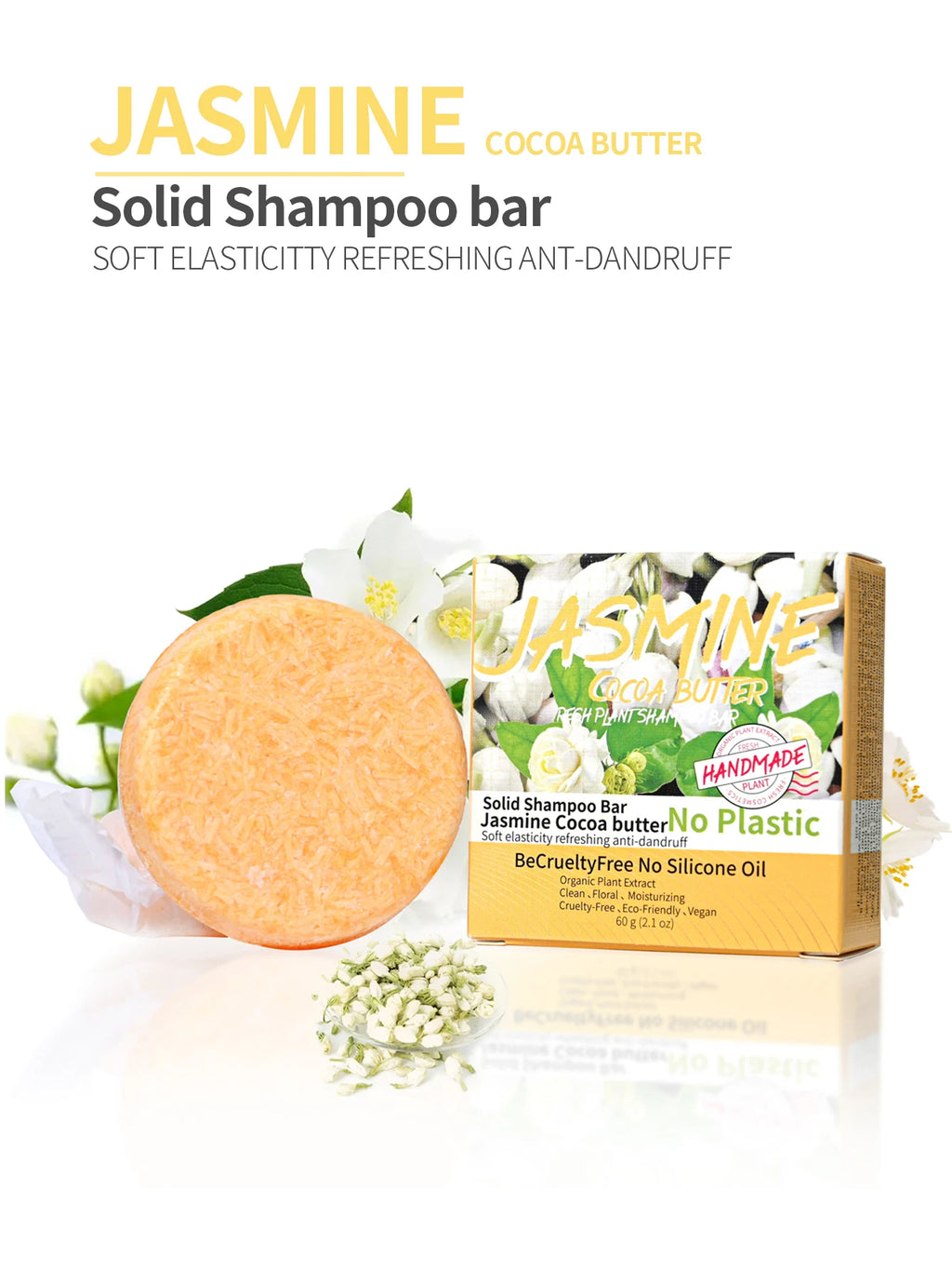 Jasmine Scented Handmade Shampoo Solid Shampoo Stick Plant Essential Oil Soap Oil Control And Refreshing Soap