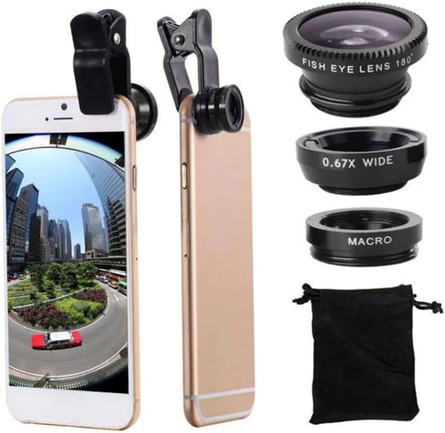 1 Set 3In1 Mobile Phone Fish Eye+Wide Angle+Macro Lightweight Camera Lens For Universal Cell Phone
