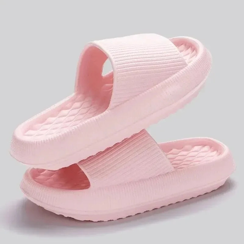 4cm Thick Platform Pillow Slippers Women Eva Soft Sole Indoor Slides Woman Flat Non Slip Bathrooom Home Slippers