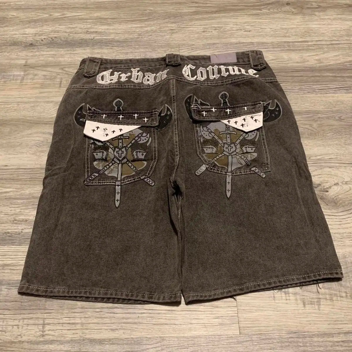 British and American Retro Jeans Washed Shorts Women's Y2K New Harajuku Flower Embroidery Gothic Sexy Spice Mini Denim Shorts