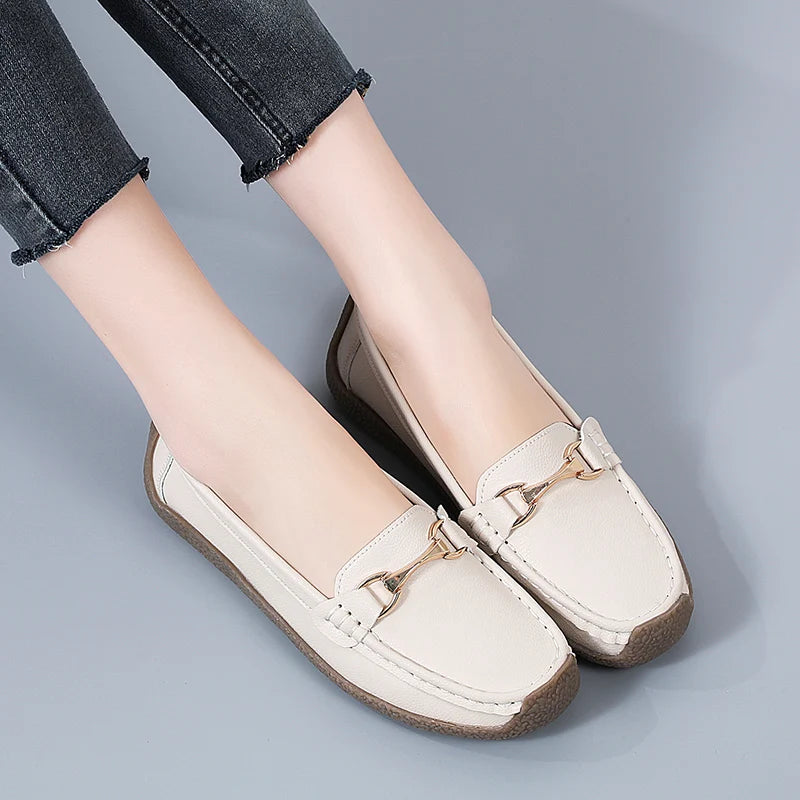 100% cowhide Women's casual sports shoes Fashion Thick base Lightness Women's vulcanized shoes New large size Women's sneakers
