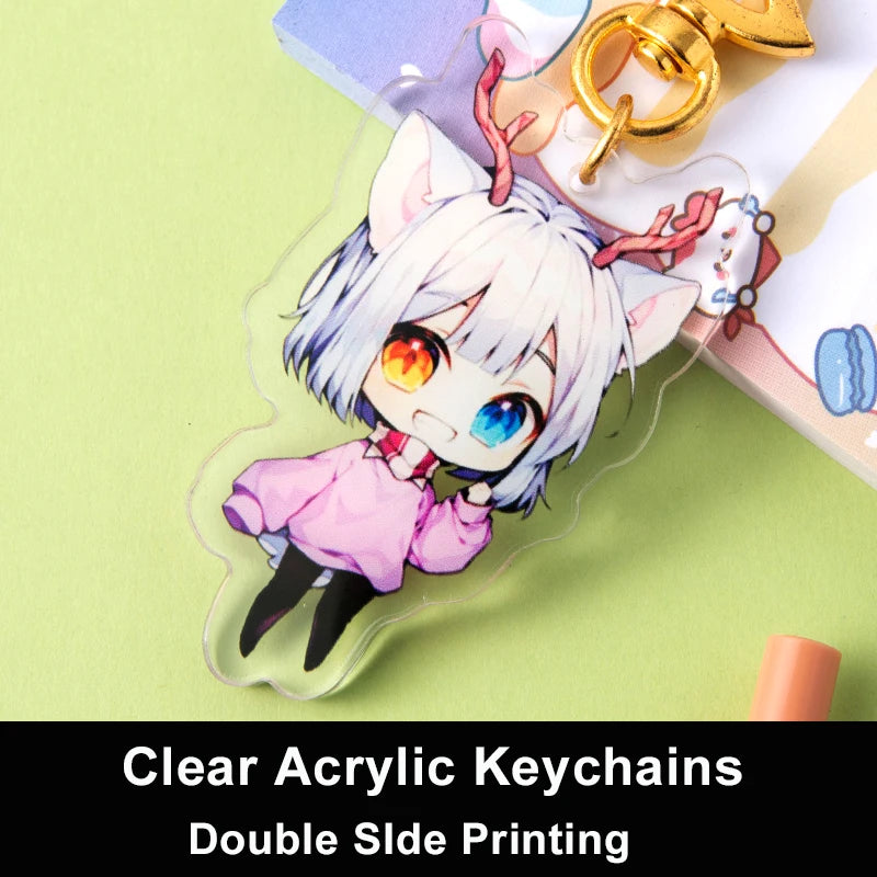 Personalized Keychains Designer Custom Cartoon Llavero Key Chain Photo Customized Anime Charms Hologram Clear Acrylic Key Rings