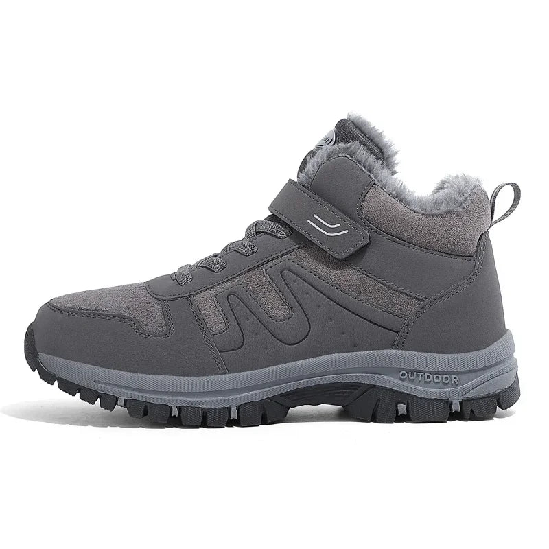 Winter High Top Snow Boots Men's Cotton Shoes Warm Fleece Lined Outdoor Anti-slip Casual Flats for Elderly And Middle-aged