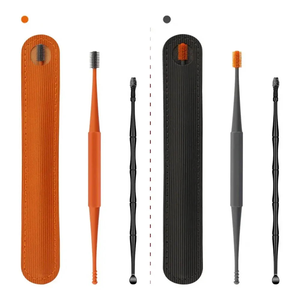 2PCS Ear Wax Removal Tool Ear Cleaning Sticks Earpick Remover Silicone Double Head Ear Cleaner 360° Spiral Swab