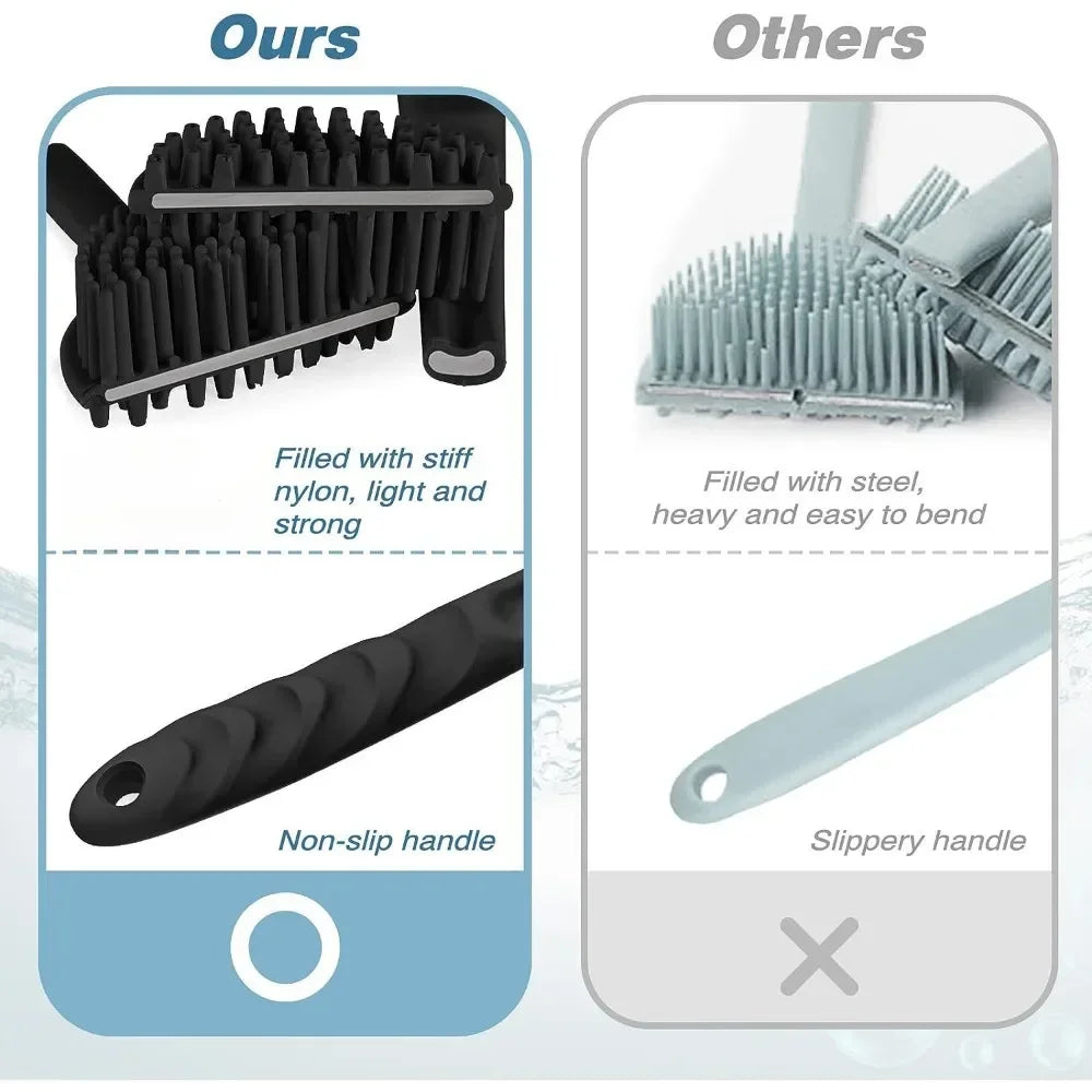 Soft Silicone Body Scrubber Back Brush Bath Shower Brush with Handle Exfoliating Back Scrub Skin Massager Body Care Bath Supplie