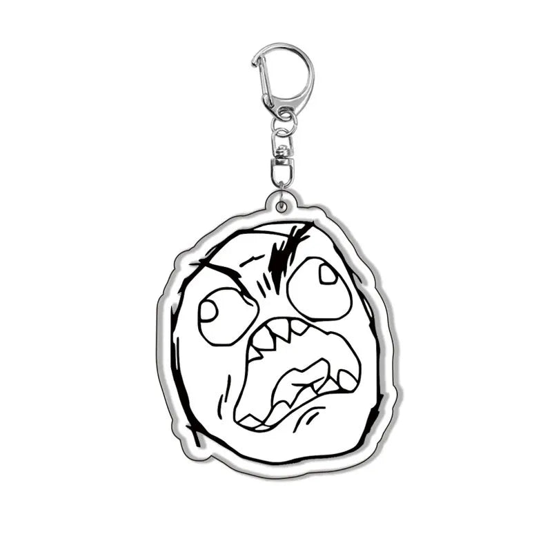 Funny TrollFace Keychain for Accessories Bag NoMeGusta Rage Face ForeverAlone Pendant Key Chain Ring Keyring Jewelry Fans Gifts