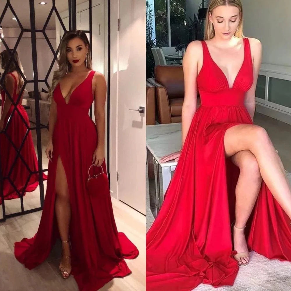 9 Colors Bridesmaid Dress Women 2023 Sister Group Dress Sexy Split V Neck Backless Sleeveless Formal Wedding Evening Party Gowns