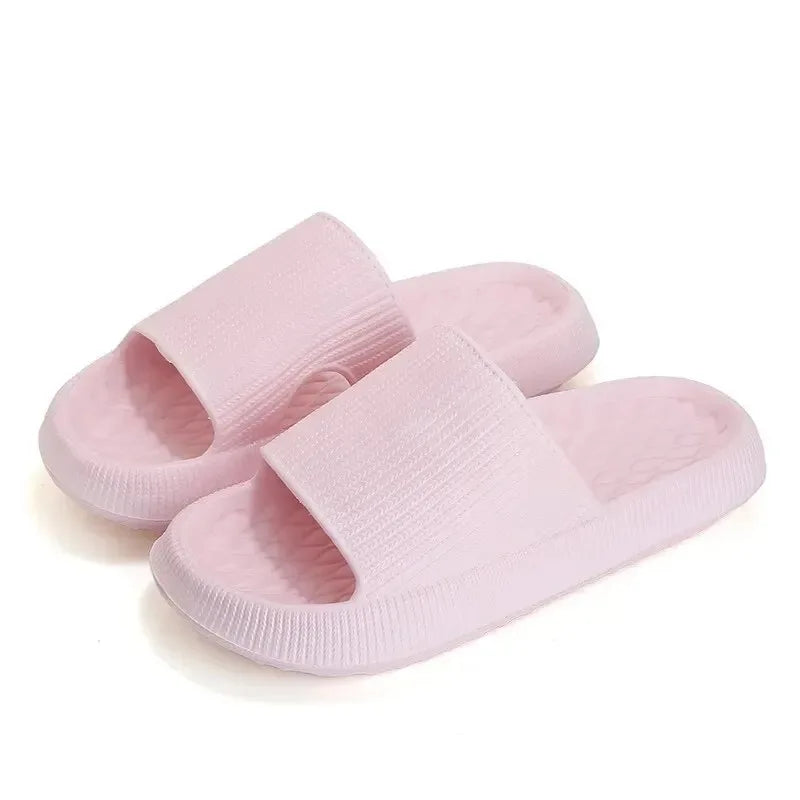 4cm Thick Platform Pillow Slippers Women Eva Soft Sole Indoor Slides Woman Flat Non Slip Bathrooom Home Slippers