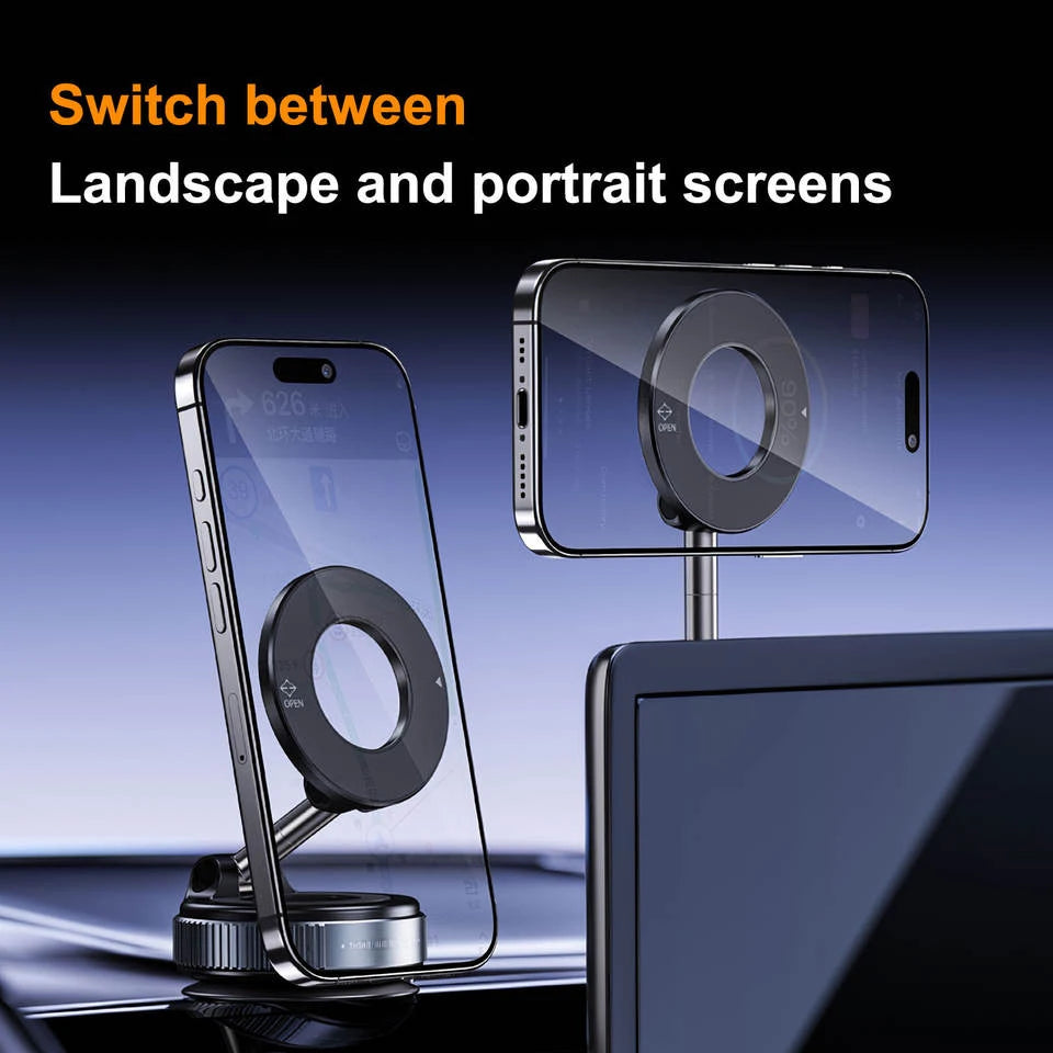New vacuum suction cup phone holder for car, rotating magnetic phone holder, car navigation.