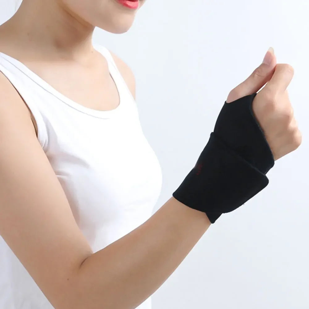 1 Pair Self-Heating Tourmaline Wrist Brace Sports Care Protection Wrist Belt Far Infrared Magnetic Therapy Pads Pain Relief
