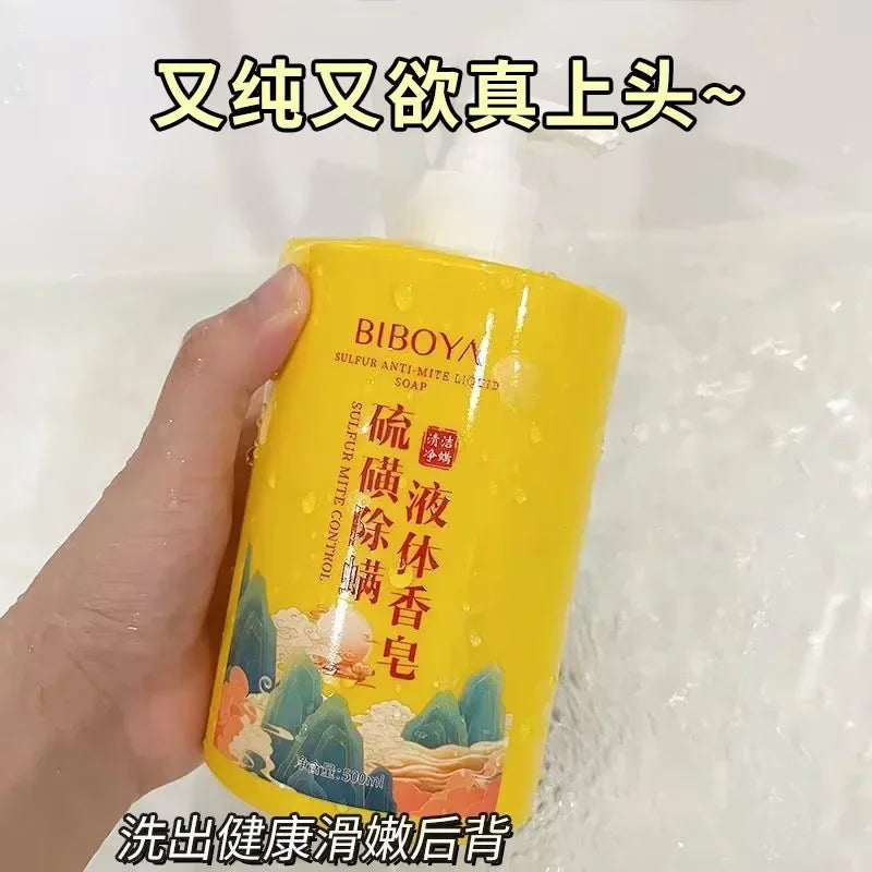 500ml Sulfur Mite Removal Liquid Soap Body Wash Cleaning Large Bottle Body Cleansers Shower gel