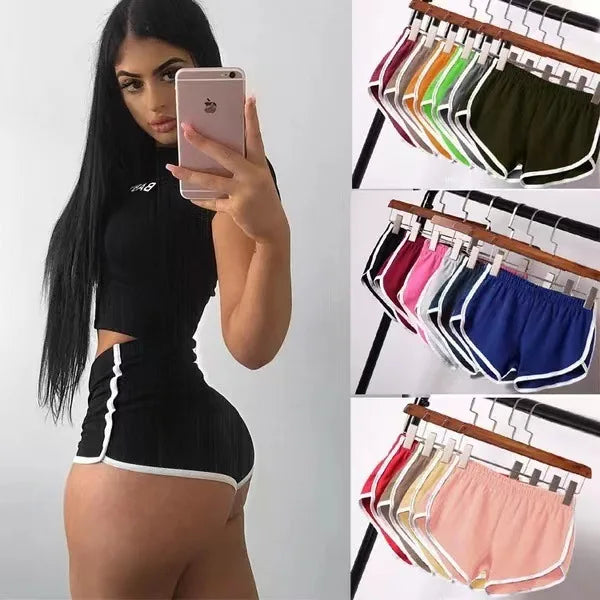 2026 Women's Summer Yoga Beach Shorts Sports Shorts Women's Home Casual Shorts Solid Color Fashion Candy Color Hot Pants Shorts