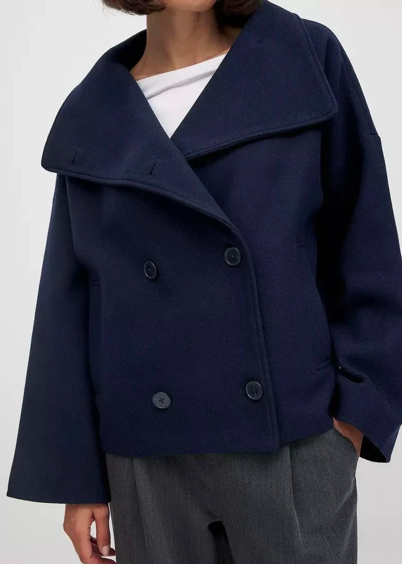 Stand Collar Women Spring Woolen Coats Single Breasted Loose Female Long Sleeve Jacket  Fashion Office Lady Street Short Coat