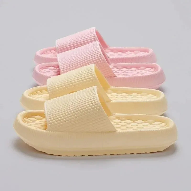 4cm Thick Platform Pillow Slippers Women Eva Soft Sole Indoor Slides Woman Flat Non Slip Bathrooom Home Slippers