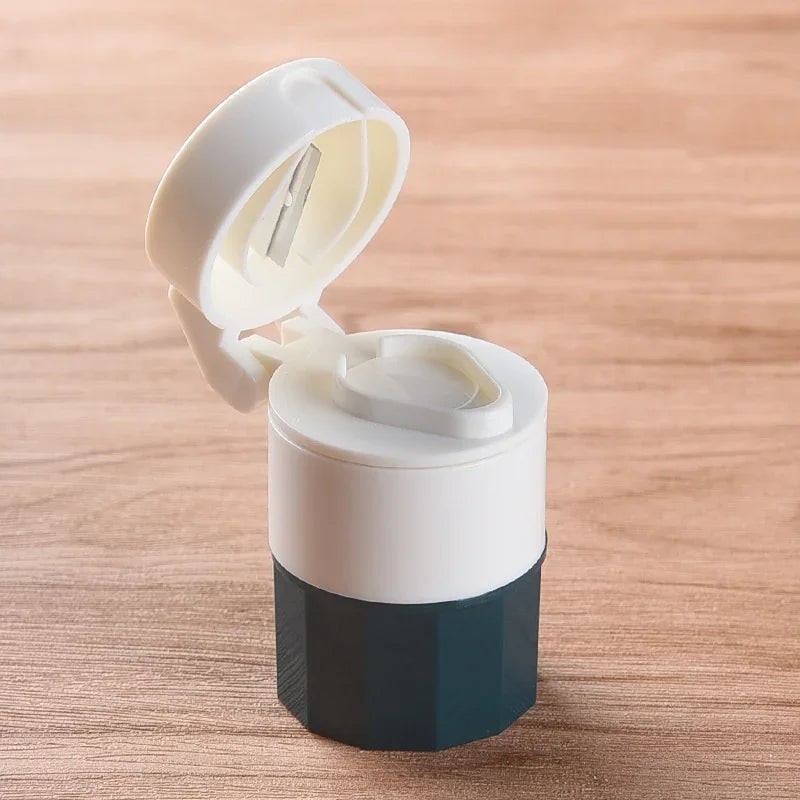 Portable 2-in-1 Pill Box with Pill Cutter for Cutting Small Pills or Large Pills in Half & Quarter Travel Pill Organizer Case