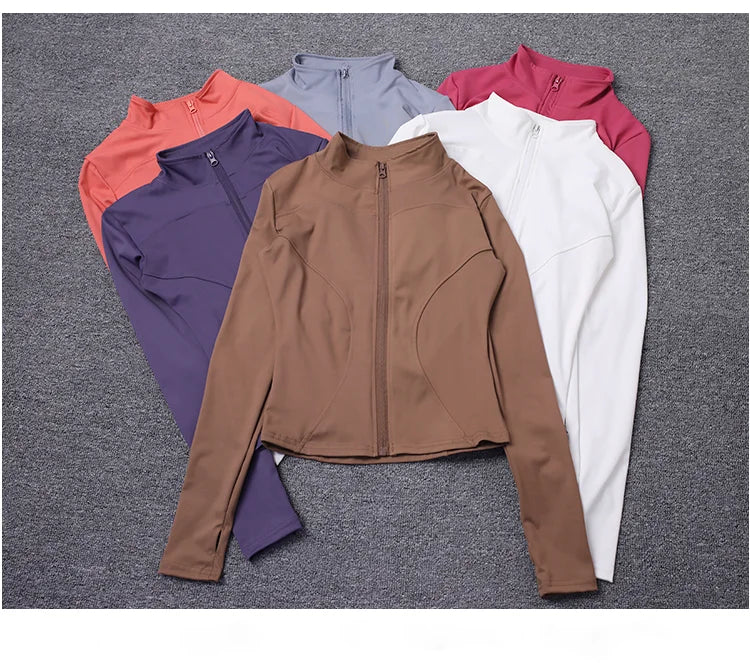 Women Sport Jacket Long Sleeve Shirt Workout Coat Gym Training Clothing Yoga Sportswear