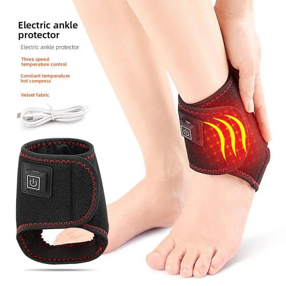 Electric USB Heating Ankle Pad Adjustable Temperature Electric Ankle Warmers Stabilizer Brace Foot Heating Pad Joint Relief