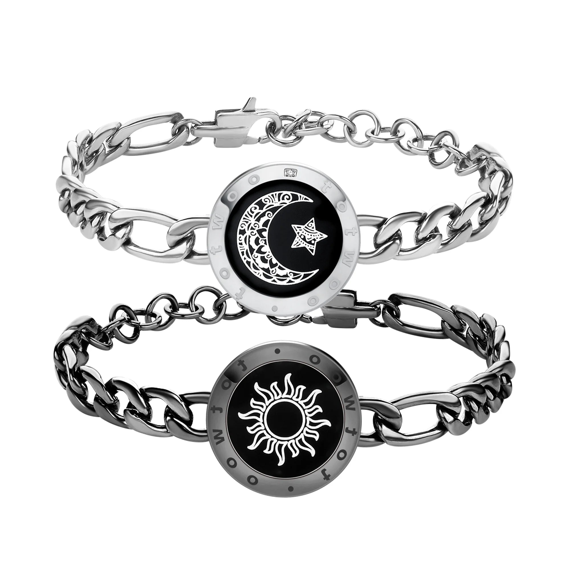 Totwoo Long Distance Relationship Touch Bracelets Couple Birthday Gift Smart Bluetooth Jewelry with App Support iOS Android