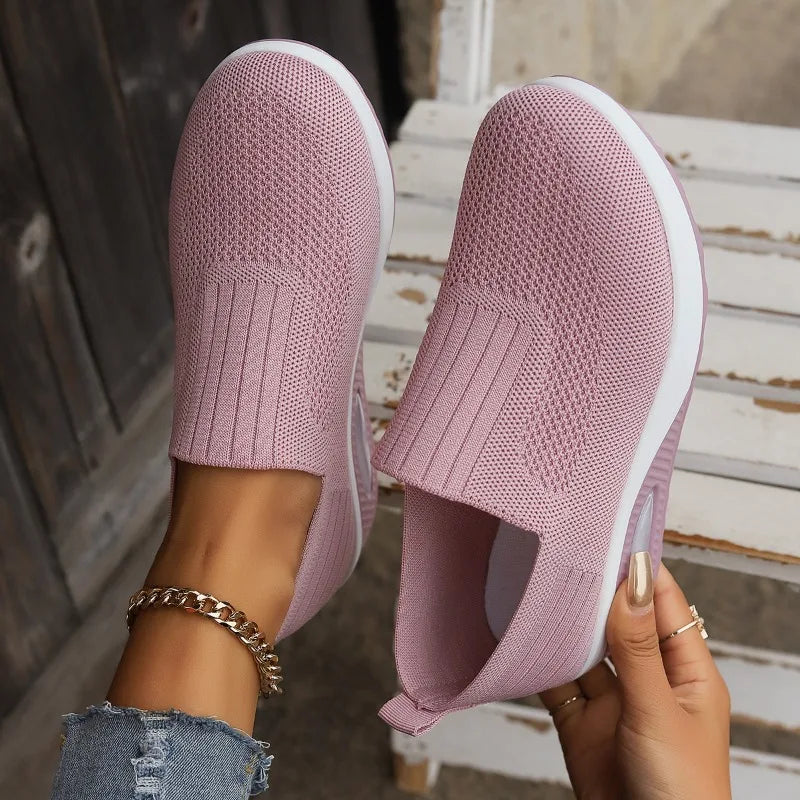 2025 Summer Fashion Mesh Breathable Sneakers Casual Solid Color Thick-soled Wedge Shoes Comfortable Walking Vulcanized Shoes