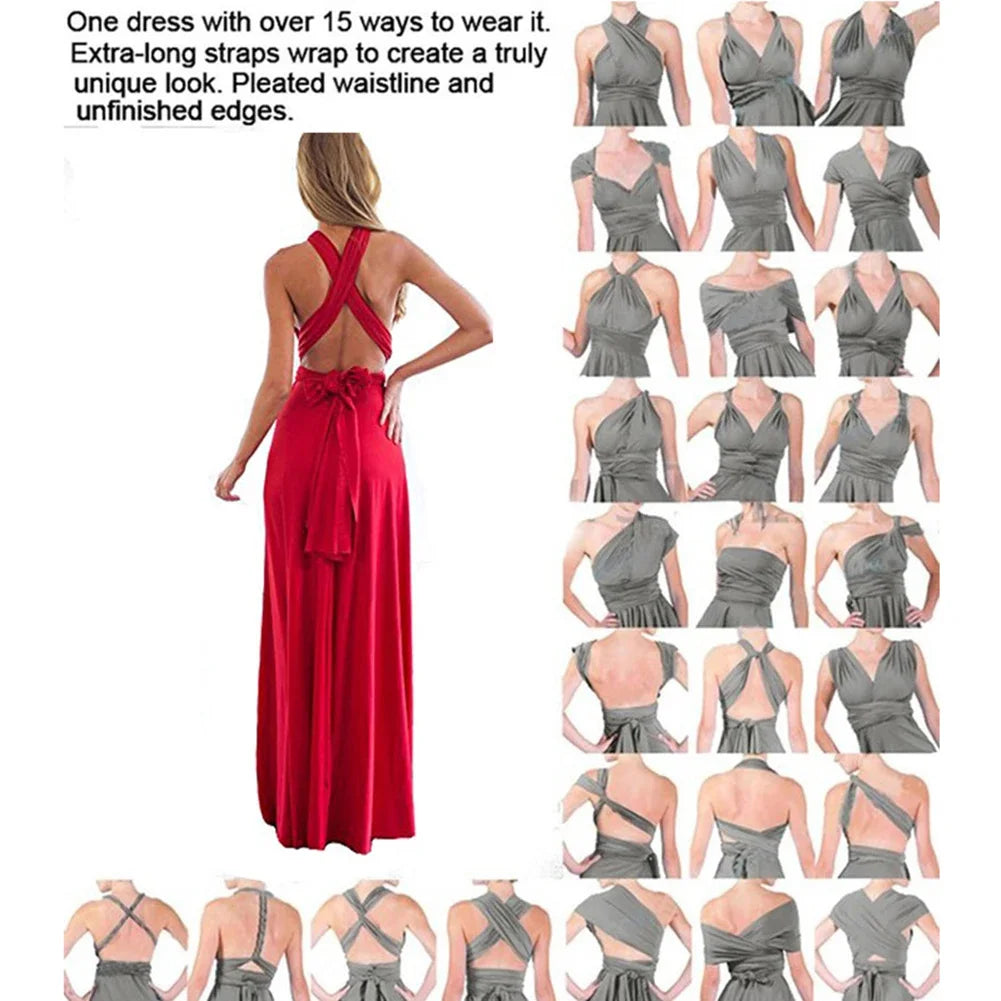 Sexy Women Multiway Wrap Convertible Boho Maxi Club Dress Bandage Long Dress Party Bridesmaids Infinity Robe Longue Femme