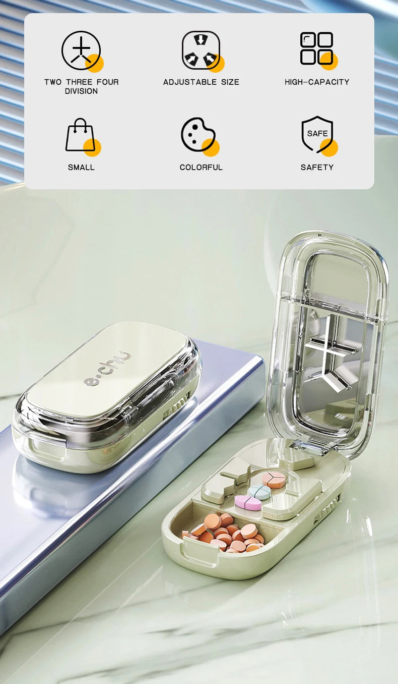 3 in 1 Upgraded Pill Cutter Precise Multi-Pill Divider Adjustable with Centering Device for Tablets Portable Travel & Home Use