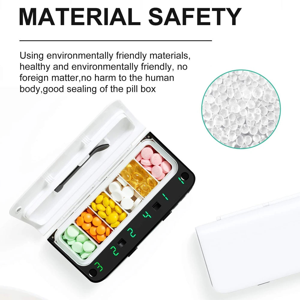 New Smart Pill Dispenser Medicine Pill Box Organizer For 7 Days Organizer Container Intelligent Alarm Home Pill Box With Timer