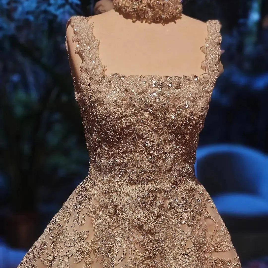 FATAPAESE Customized Evening Dress Square Sleeveless Beading A Line Draped Floor Length Diamonds Luxury Formal Occasion Gowns