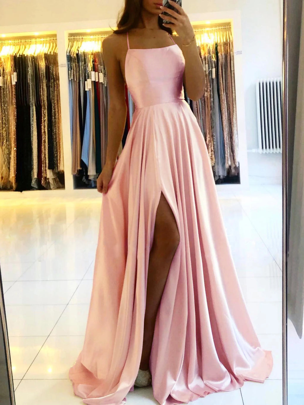 Navy Blue Bridesmaid Dress For Weddings Woman Guest 2026 Sexy Spaghetti Straps Split Prom Party Gowns Long Maid Of Honor Dresses