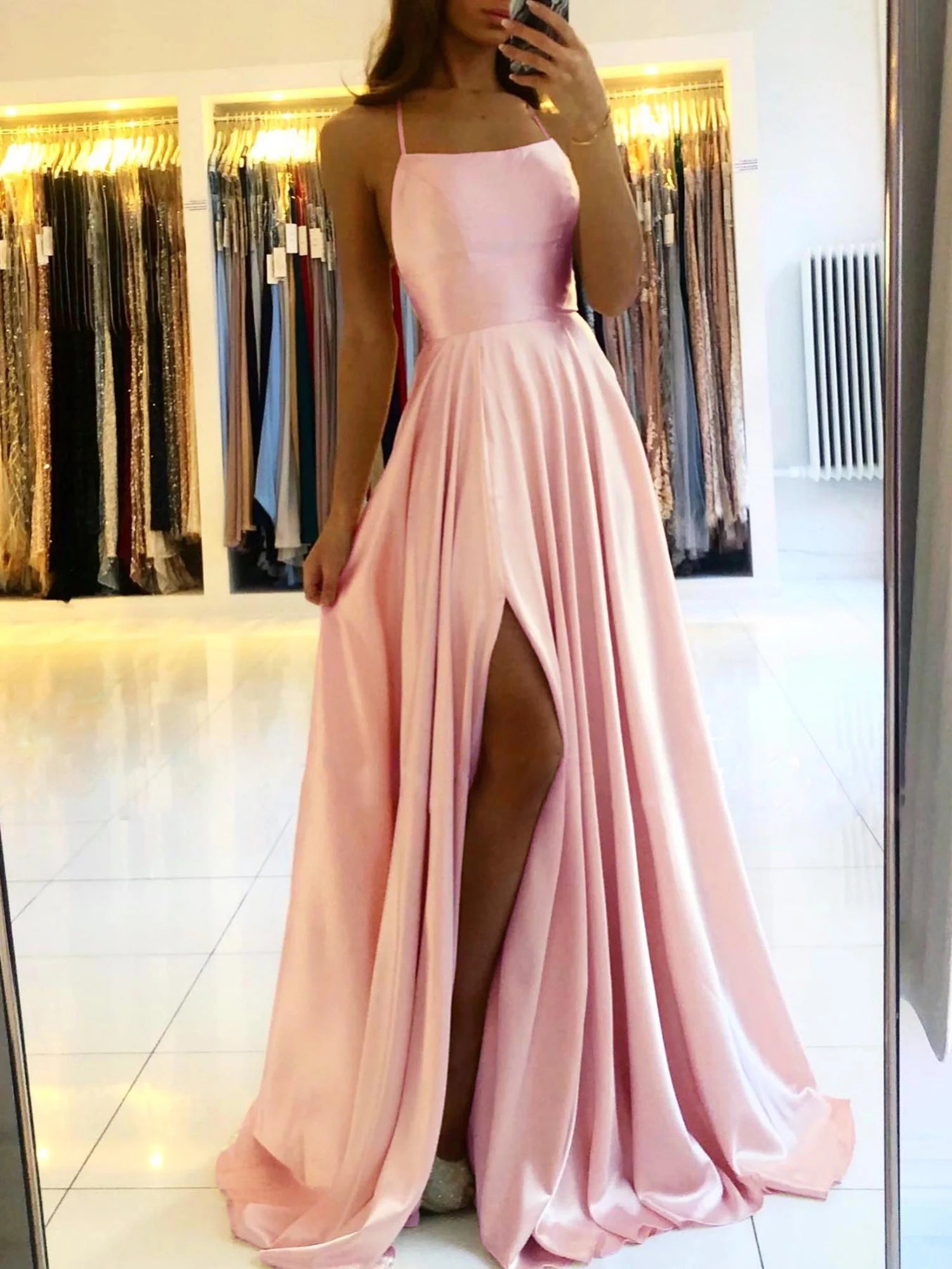 Navy Blue Bridesmaid Dress For Weddings Woman Guest 2026 Sexy Spaghetti Straps Split Prom Party Gowns Long Maid Of Honor Dresses
