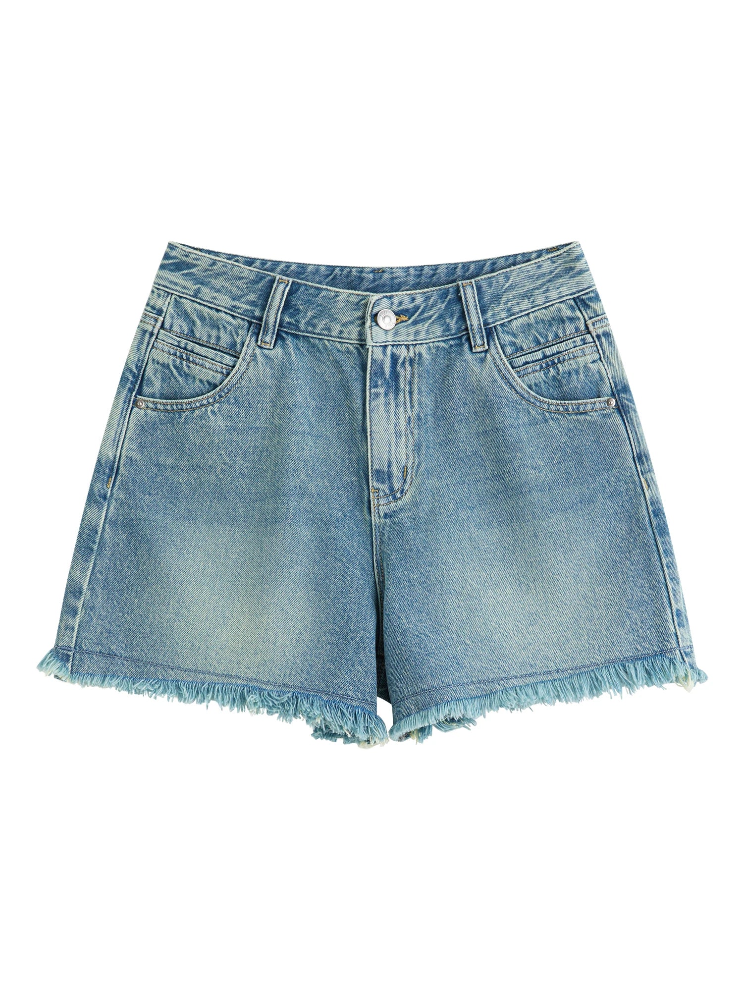 FSLE MInimalism Style Raw Edge Tassel High Waist Jeans for Women 2025 Summer New Simple Versatile Slim Denim Shorts 25FS12666