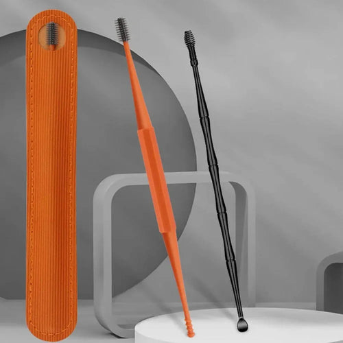 2PCS Ear Wax Removal Tool Ear Cleaning Sticks Earpick Remover Silicone Double Head Ear Cleaner 360° Spiral Swab