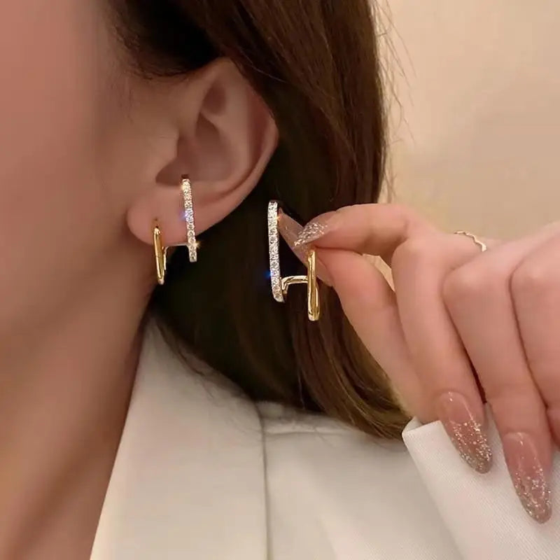 925 Silver Needle Korean Fashion Crystal Heart Earrings For Women Jewelry 2026 Trending New Luxury Women's Hoop Earrings Brincos