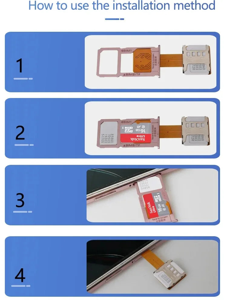 Universal DIY Android Phone TF Dual SIM Card Adapter Nano Cato Hybrid Sim Slot For Micro SD Extender