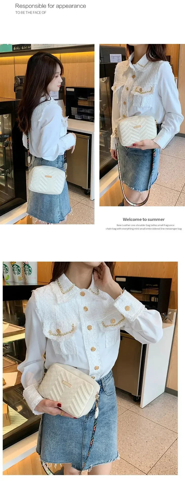 Embroidered PU Camera Bag, Small Square Shoulder Bag, Casual and Versatile
