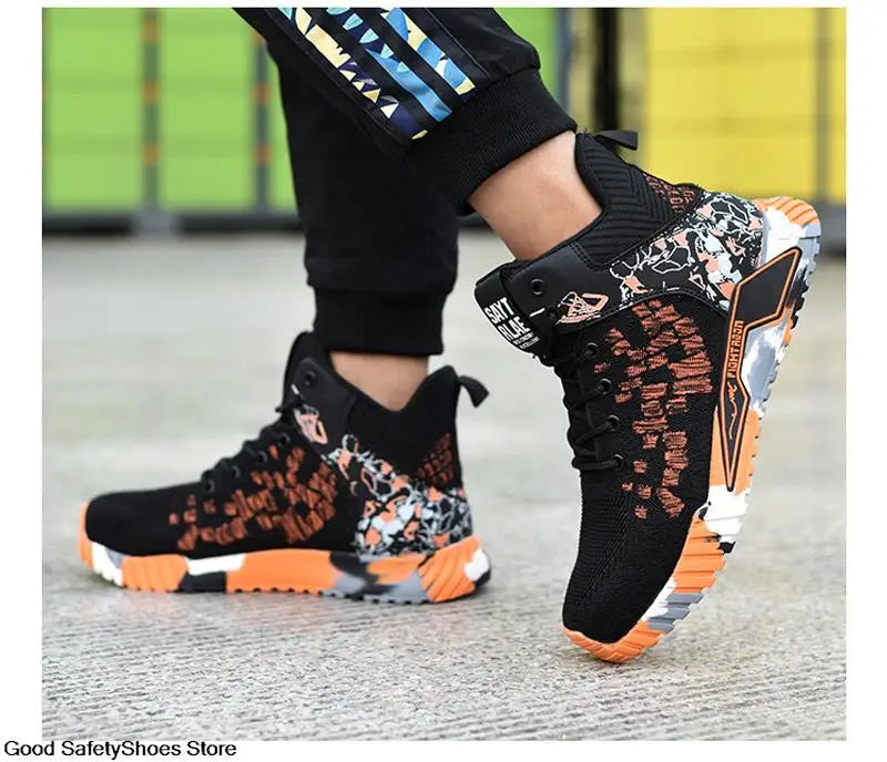 Work Safety Boots Men Work Shoes Steel Toe Safety Shoes Men lightweight Indestructible Boots Anti-puncture Work Sneakers Male