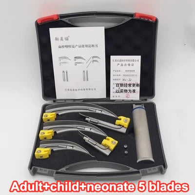 Child Adult Neonate Anesthesia Throat Mirror LED Light Intubation Stainless Steel Laryngoscope Detection Tool