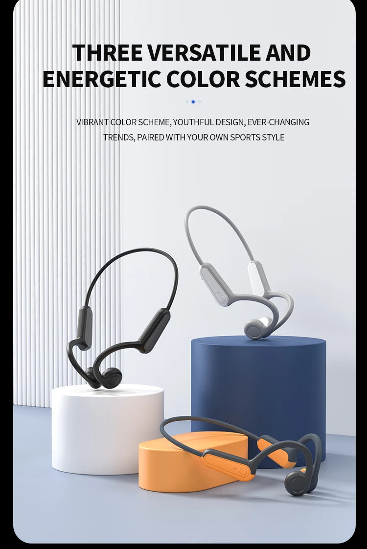 NEW Real Bone Conduction Sport Headphone Wireless Earphone Bluetooth-Compatible Headset Hands-free with Mic for Running
