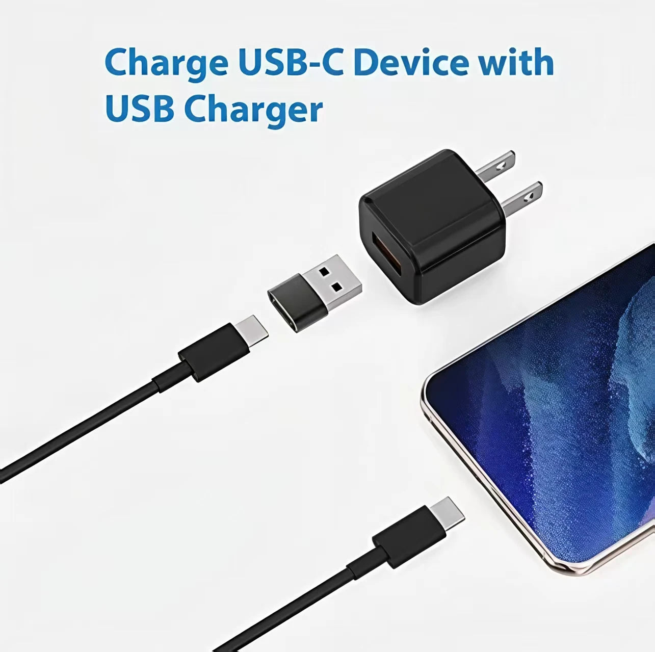 USB to USB-C Adapter, USB-C Female to USB Male Fast Charging and OTG Converter, Compatible with iPhone 1/14/13/12/11 Pro Max Plu