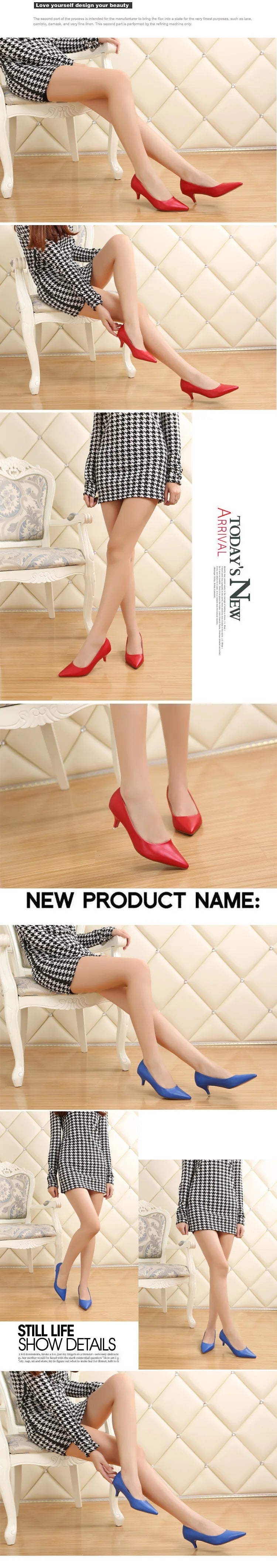 Black Med Heels 5cm Women Shoes Thin Heels Pointed Shallow Mouth Ladies Pumps Ten Colours Microfiber Stiletto Shiny Dating Shoes