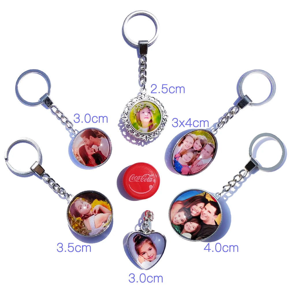 DIY Double Side Photo Custom Keychain Personalized Keyrings Customized Glass Cabochon Family Lovers Baby metal Key chain Gifts