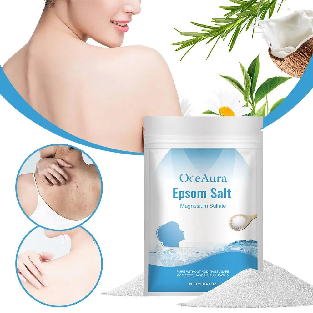 30g Salt Magnesium Sulfate Moisturizing Exfoliating Muscle Detox Bath Pure Feet Relief Natural Relaxation Care Hands Body S N1J9