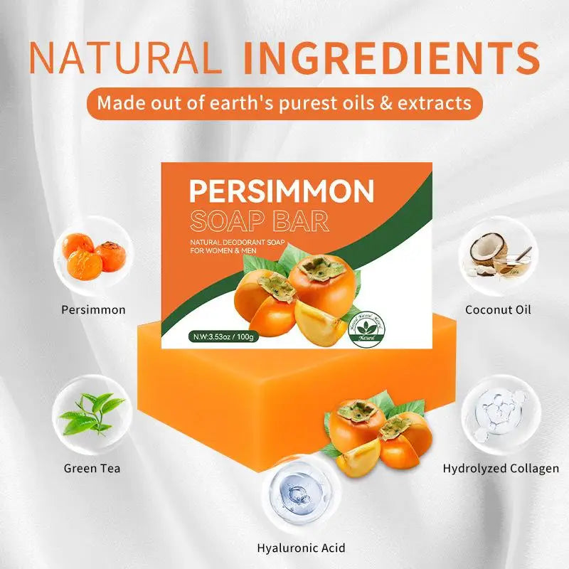 Persimmon Cleansing Soap Bar 100g/200g Body Care Face Wash Exfoliating Soap Fruit Handmade Shower Soap
