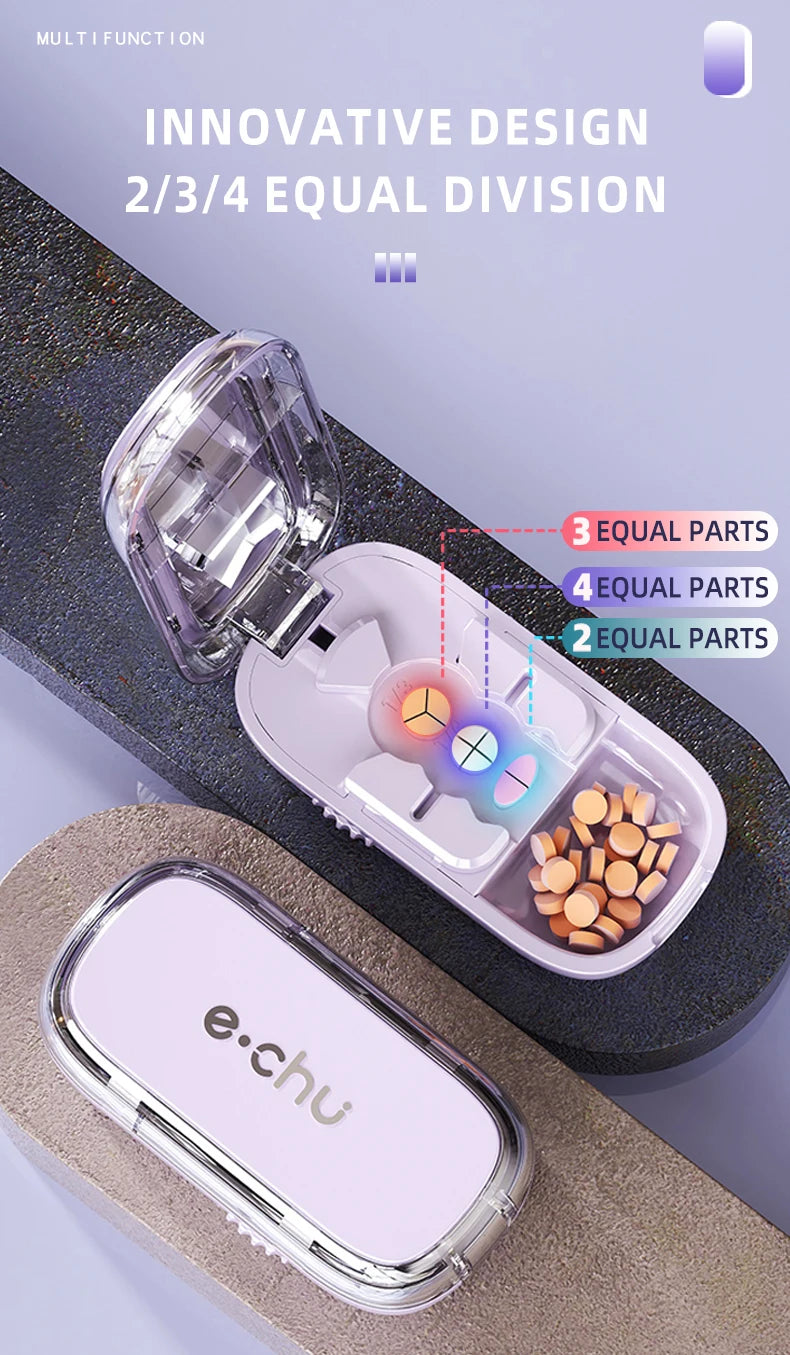 3 in 1 Upgraded Pill Cutter Precise Multi-Pill Divider Adjustable with Centering Device for Tablets Portable Travel & Home Use