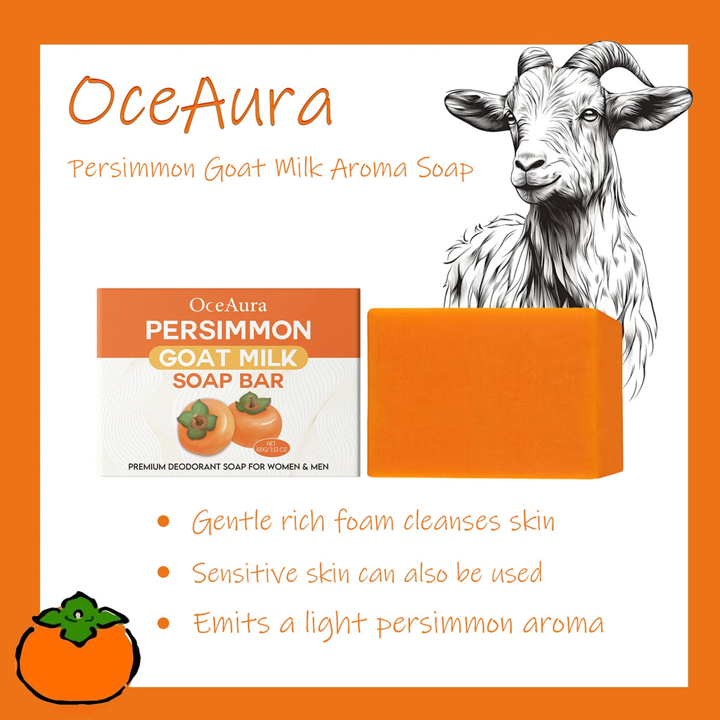 OceAura Persimmon Goat Milk Fragrance Soap Moisturizes, Moisturizes, Mildly Cleanses, Fragrances, Softens and Cares Skin Soap