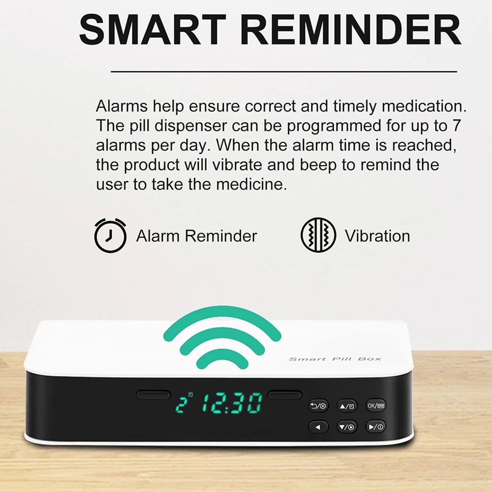 New Smart Pill Dispenser Medicine Pill Box Organizer For 7 Days Organizer Container Intelligent Alarm Home Pill Box With Timer